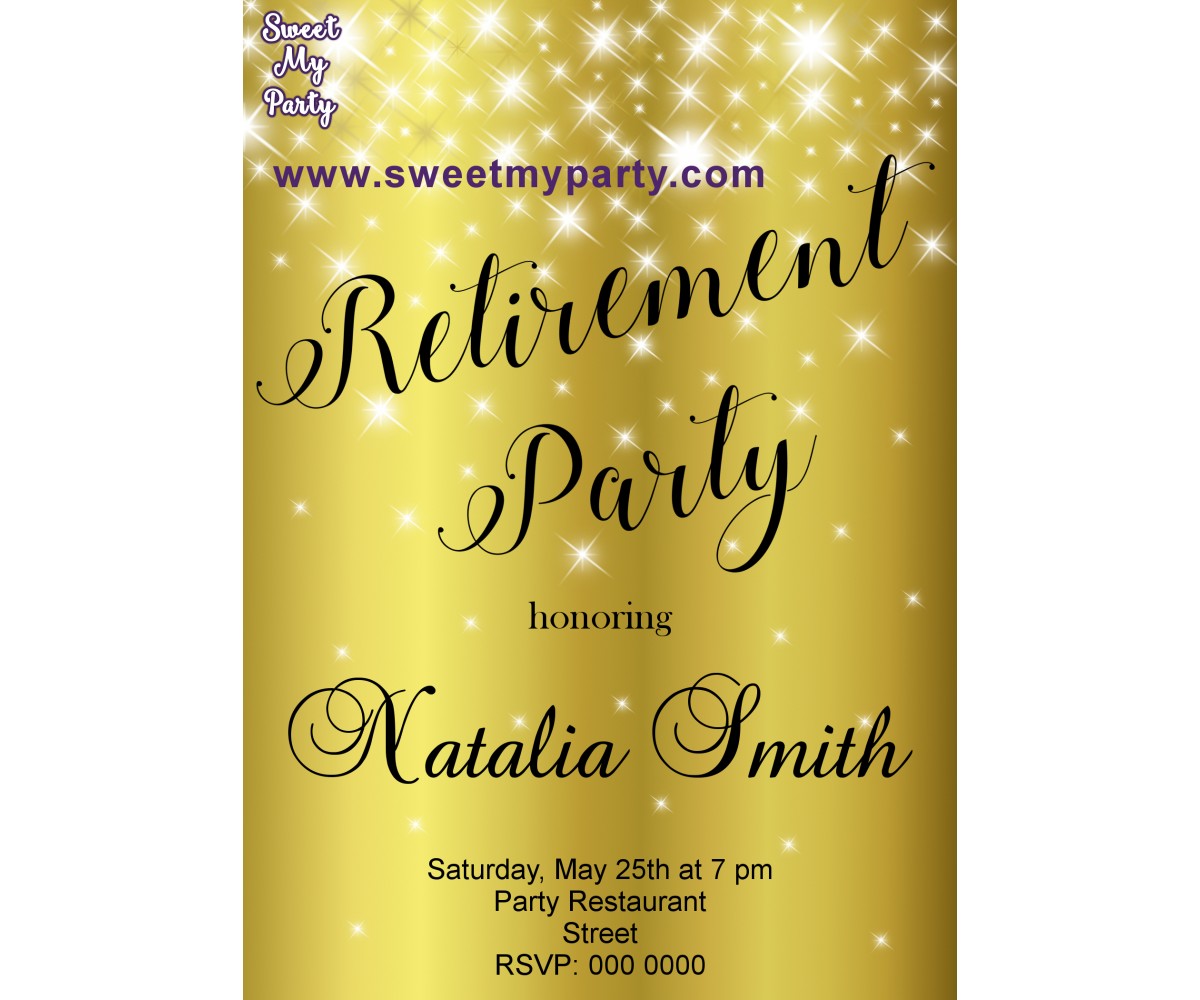 Gold Sparkly Retirement Party Invitation,Golden Retirement Party Invitation,(01ar)